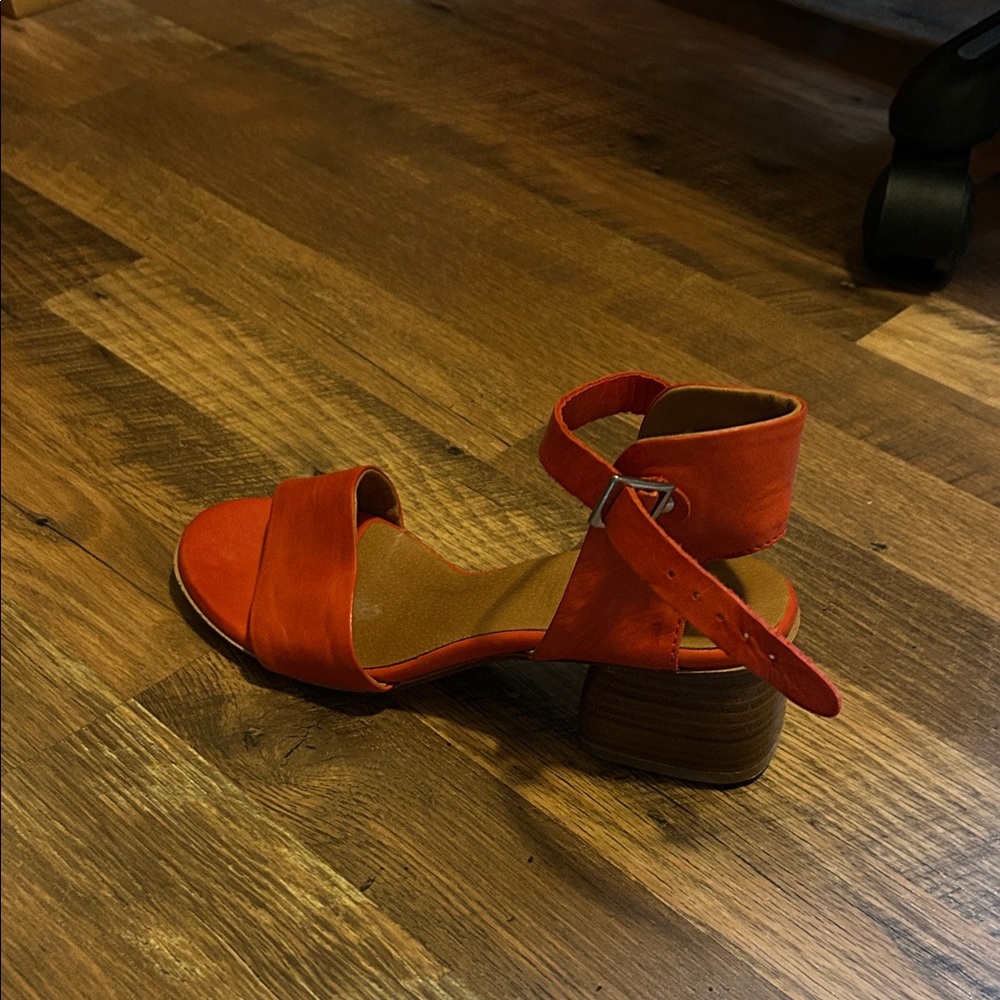 Miz Mooz Bright red Ankle-Strap Block Heel Sandal